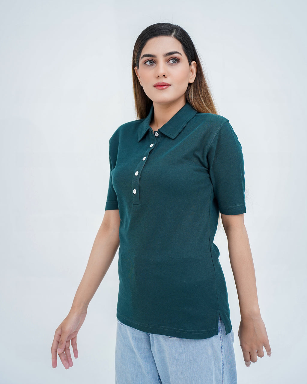 EMARLD PIQUE BUTTON UP WOMEN'S POLO