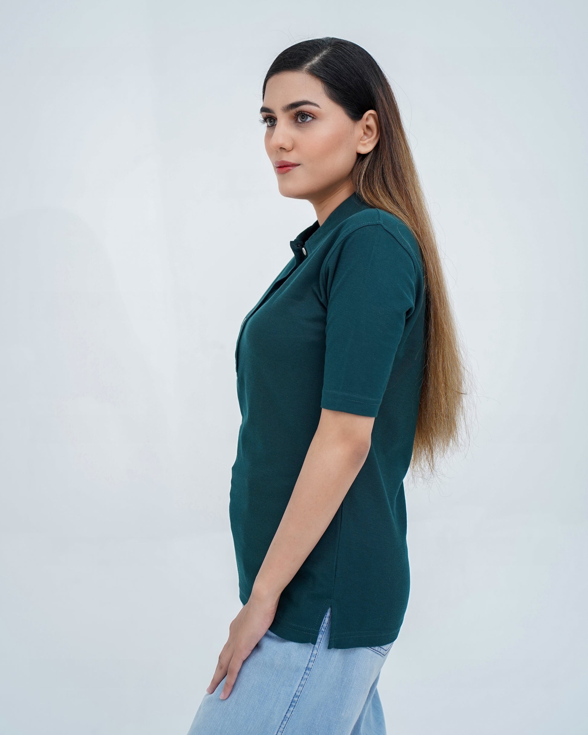 EMARLD PIQUE BUTTON UP WOMEN'S POLO