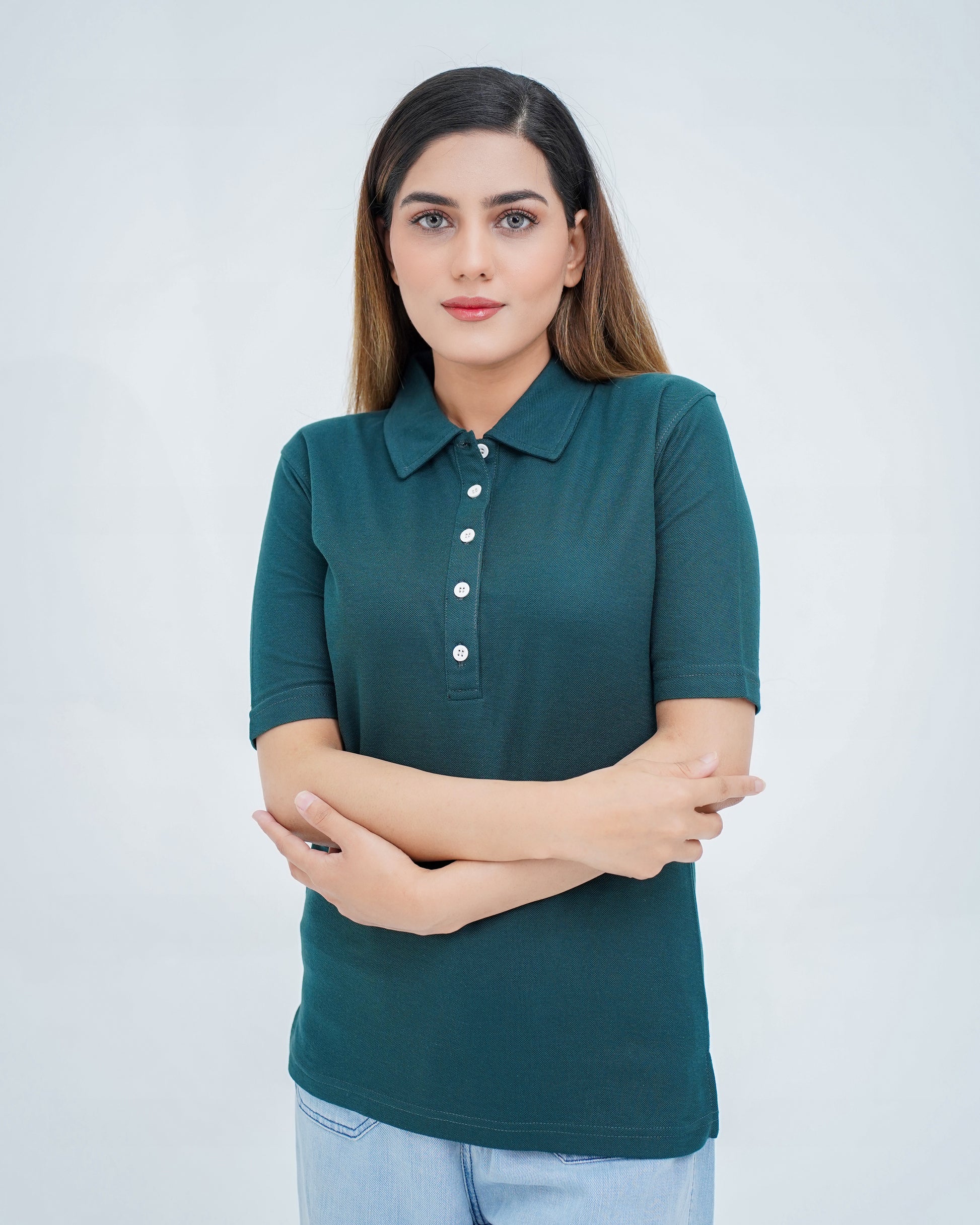 EMARLD PIQUE BUTTON UP WOMEN'S POLO