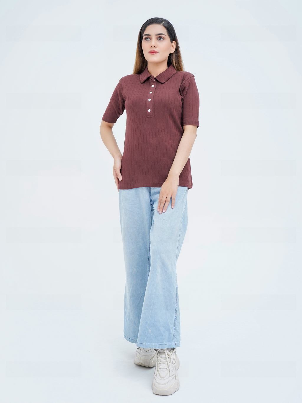 NOIR KNIT BROWN WOMEN'S POLO