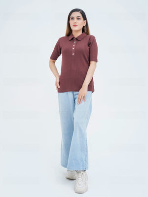 NOIR KNIT BROWN WOMEN'S POLO
