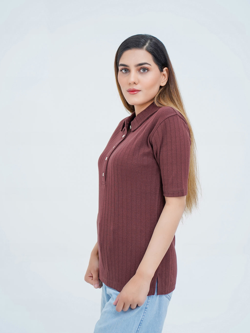 NOIR KNIT BROWN WOMEN'S POLO